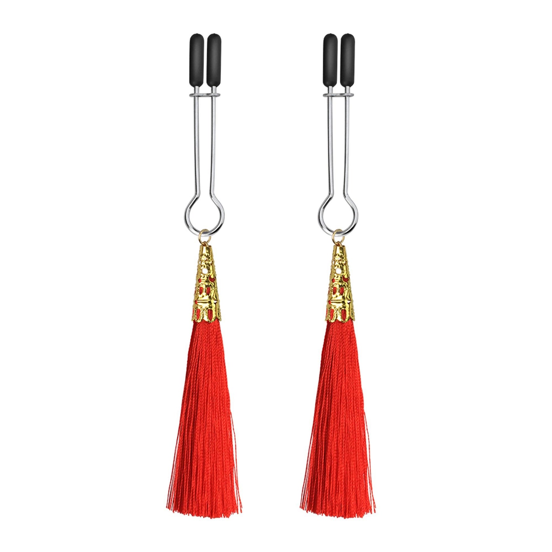 Cleme reglabile pentru mameloane din silicon Glamour Tassel Lovetoy, 14 cm