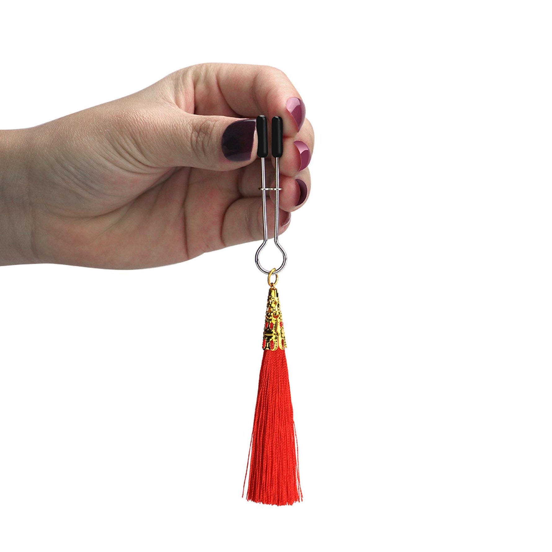 Cleme reglabile pentru mameloane din silicon Glamour Tassel Lovetoy, 14 cm