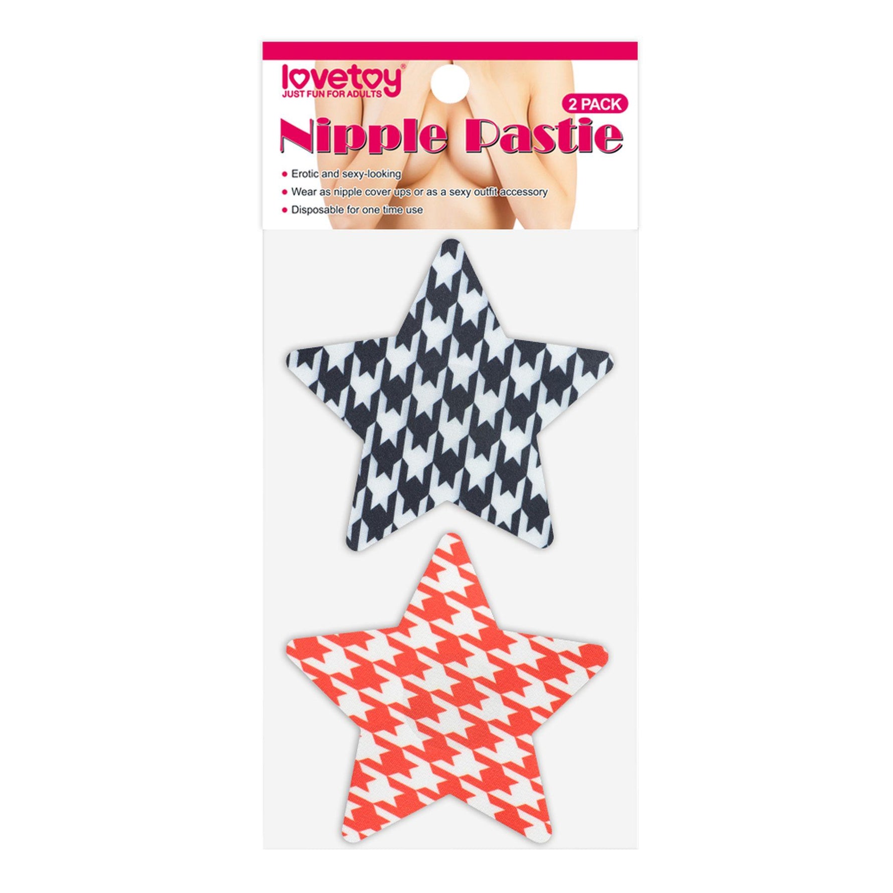 Huse pentru mameloane Lovetoy din satin cu model stea, 2 perechi
