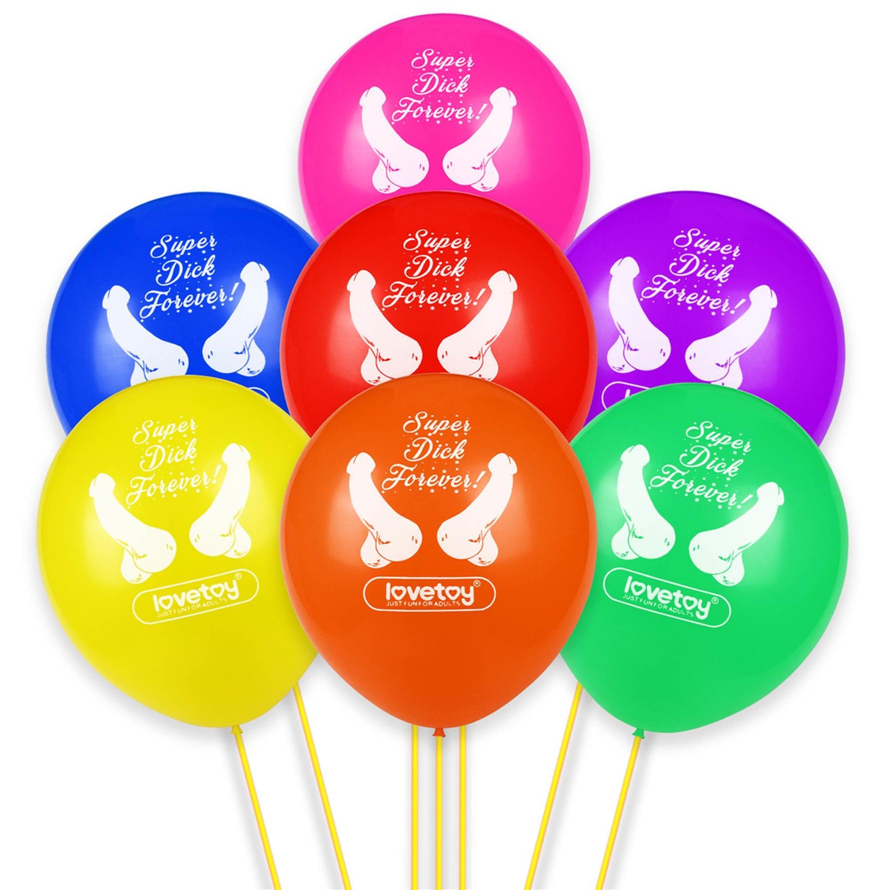 Set de 7 baloane Super Dick Forever Lovetoy pentru burlăcițe