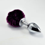 Plug anal mic argintiu Lovetoy cu pompom violet
