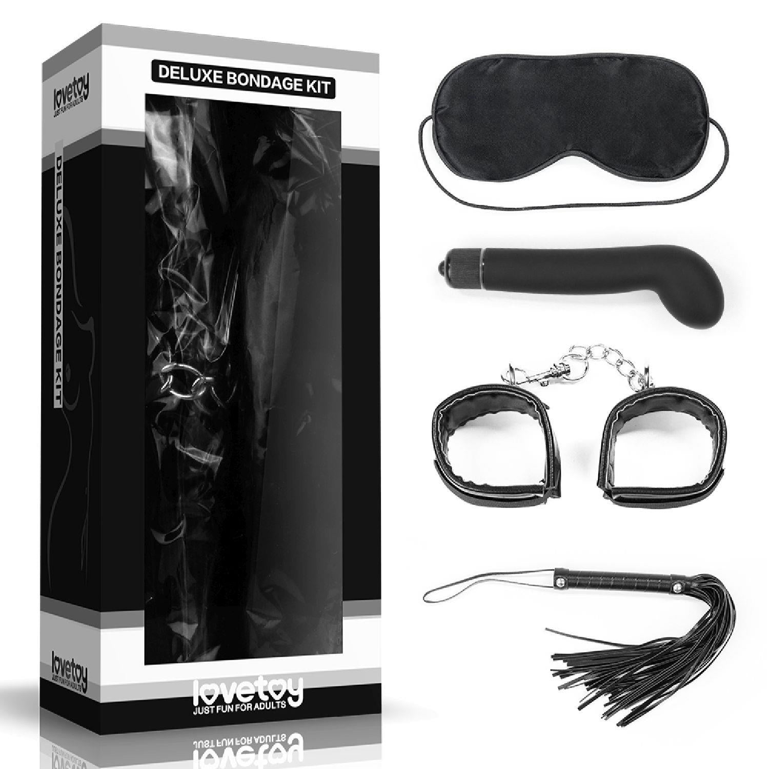 Set de bondage Lovetoy Deluxe cu vibrator negru