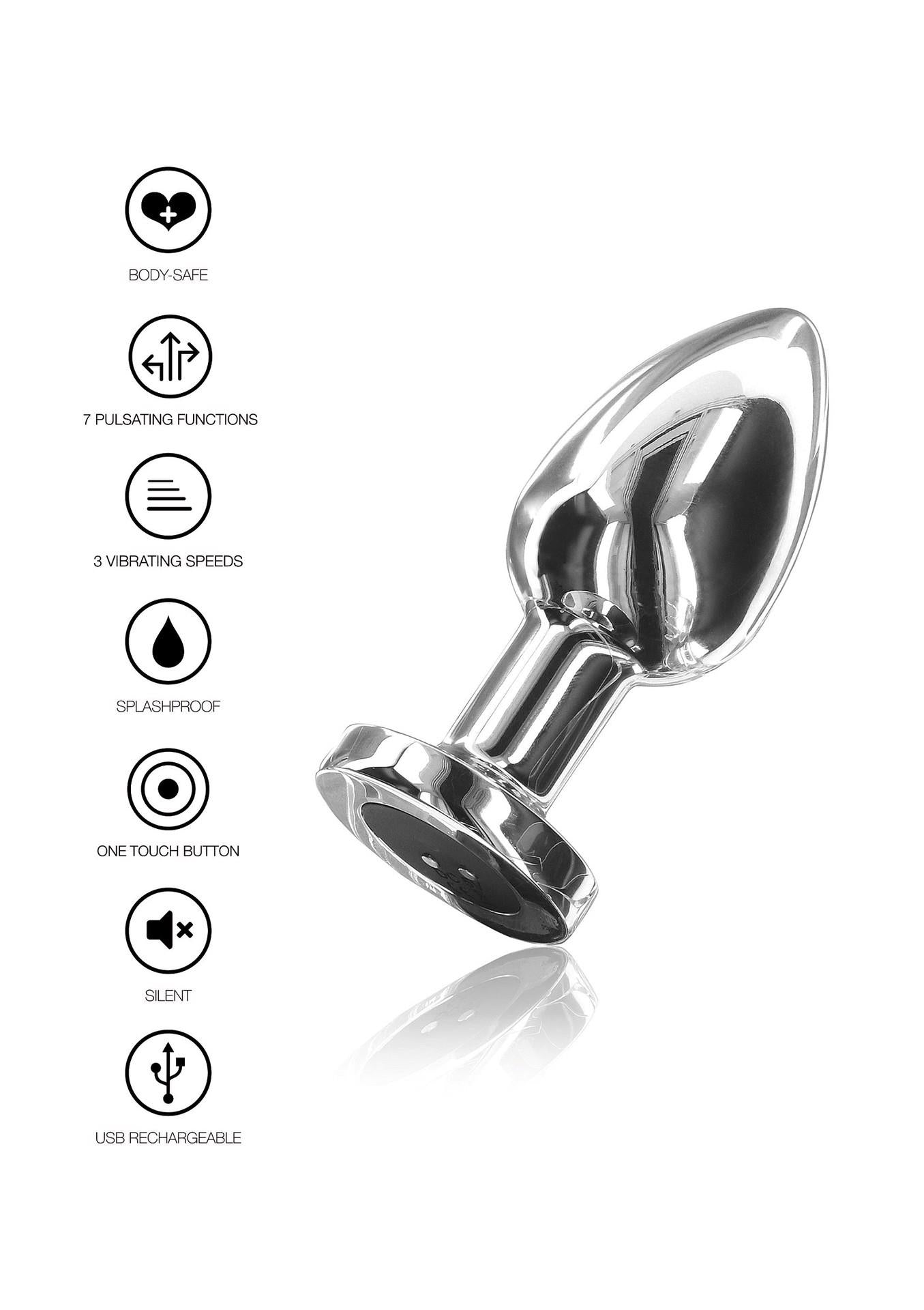 Plug anal vibrant The Glider ToyJoy, oțel argintiu, 8,5 cm, USB