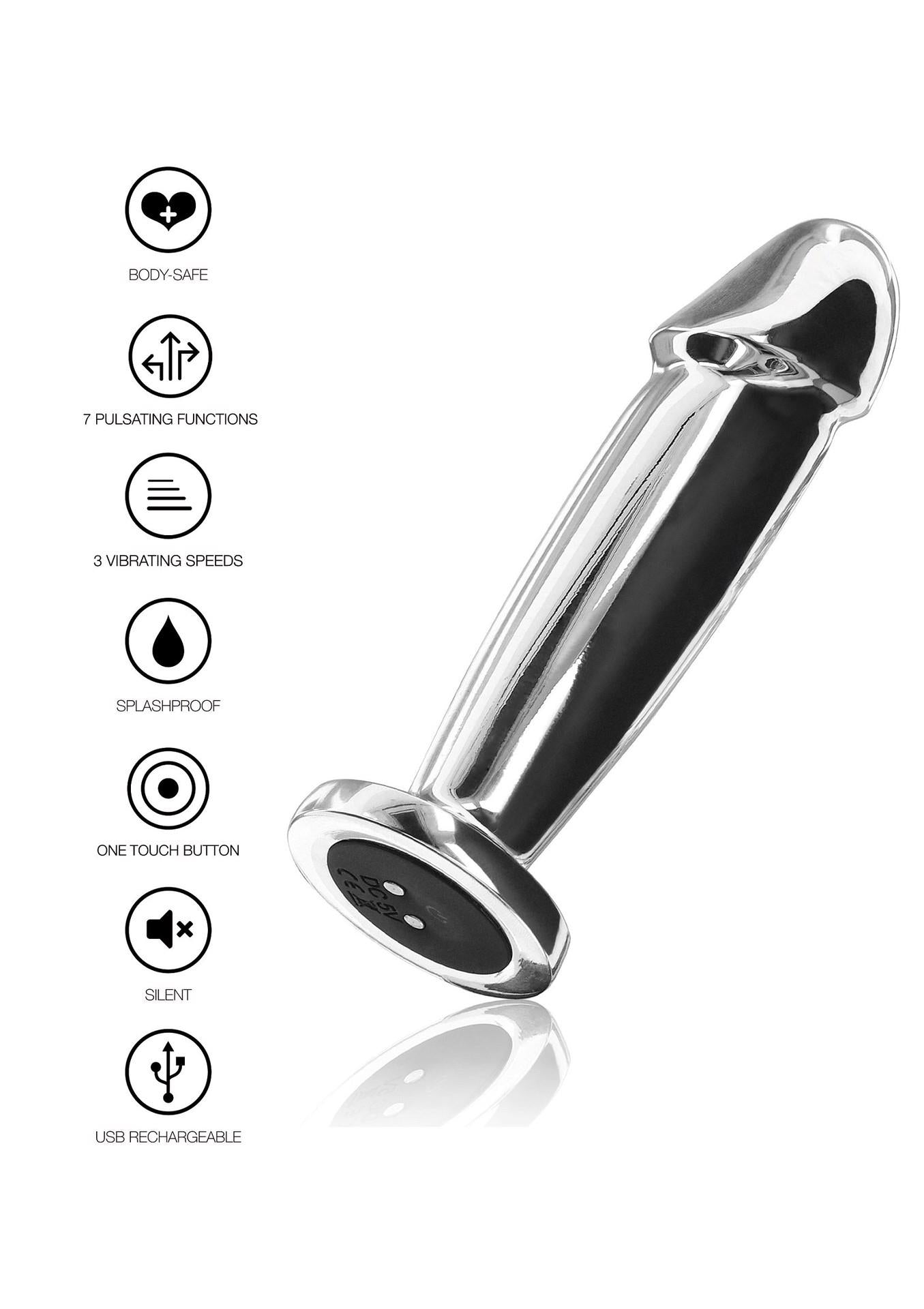 Dop anal vibrant din oțel inoxidabil ToyJoy, argintiu, 11,8 cm, USB