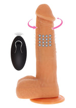 Dildo vibrant ToyJoy cu mărgele rotative, culoarea pielii, 21 cm