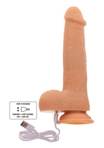 Dildo vibrant ToyJoy cu mărgele rotative, culoarea pielii, 21 cm