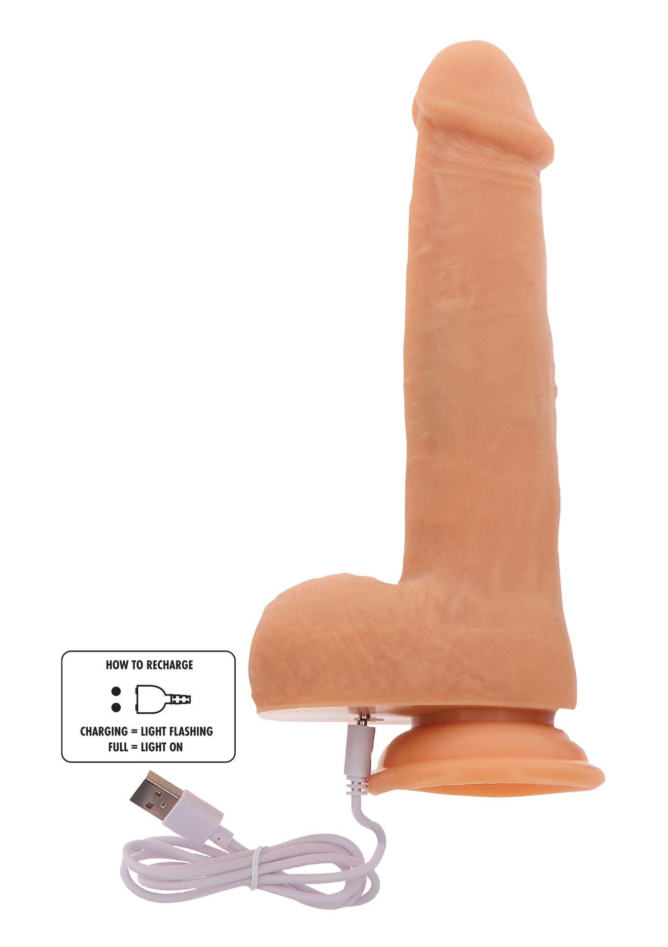 Dildo vibrant ToyJoy cu mărgele rotative, culoarea pielii, 21 cm