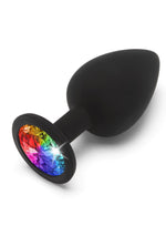 Plug anal mare Rainbow Booty Jewel ToyJoy, negru, 9 cm