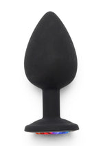 Plug anal mare Rainbow Booty Jewel ToyJoy, negru, 9 cm