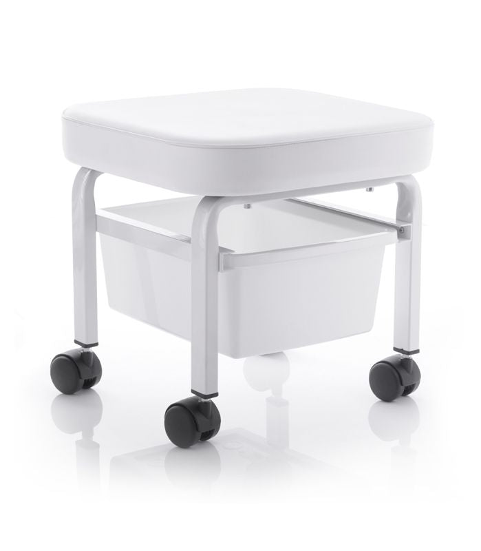 Scaun cosmetic pentru pedichiură cu recipient