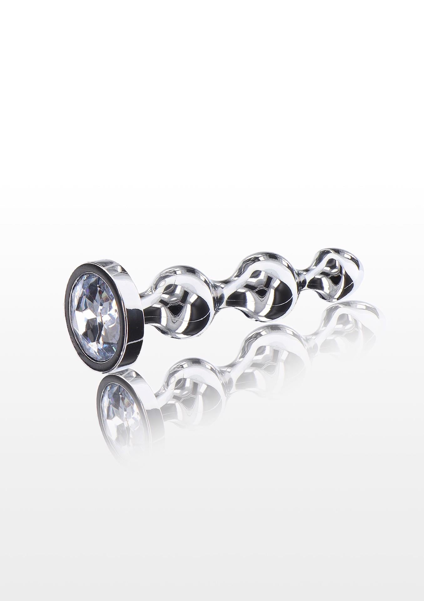 Plug anal cu mărgele Diamond Star, argintiu, 13 cm