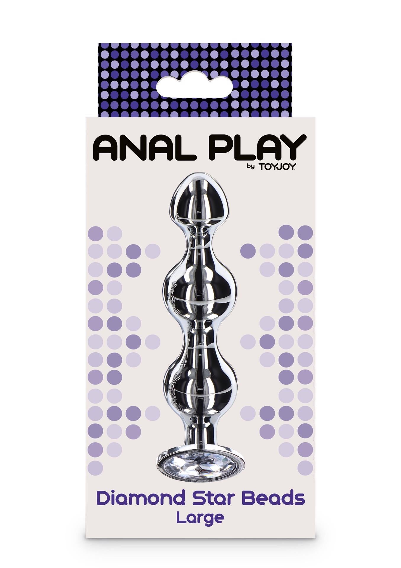Plug anal cu mărgele Diamond Star, argintiu, 13 cm