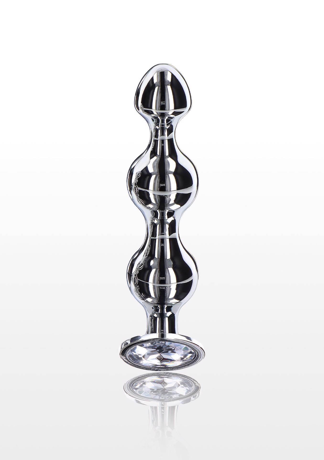 Plug anal cu mărgele Diamond Star, argintiu, 13 cm