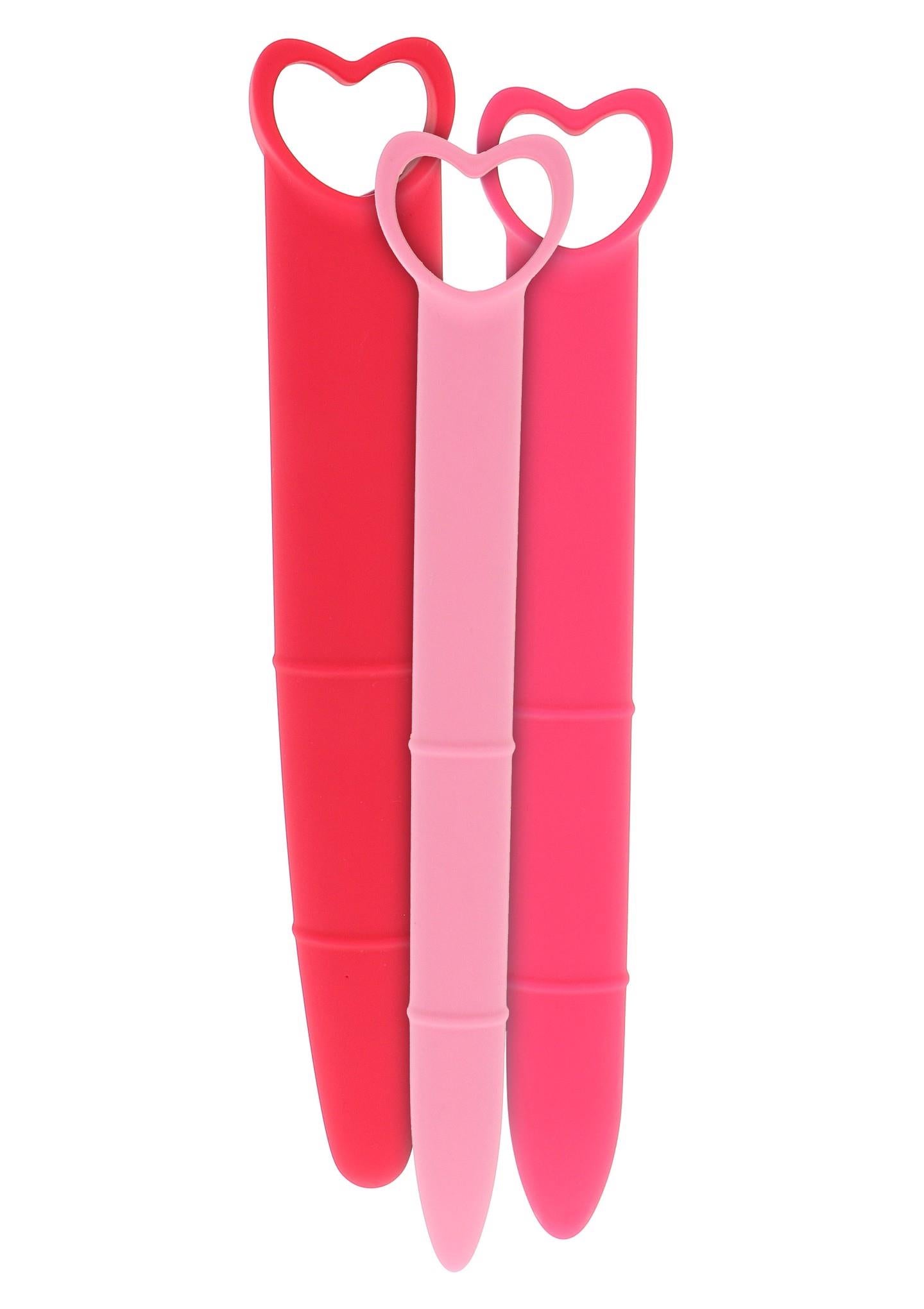 Dilatatoare vaginale din silicon Mae B roz, 3 buc., 21 cm