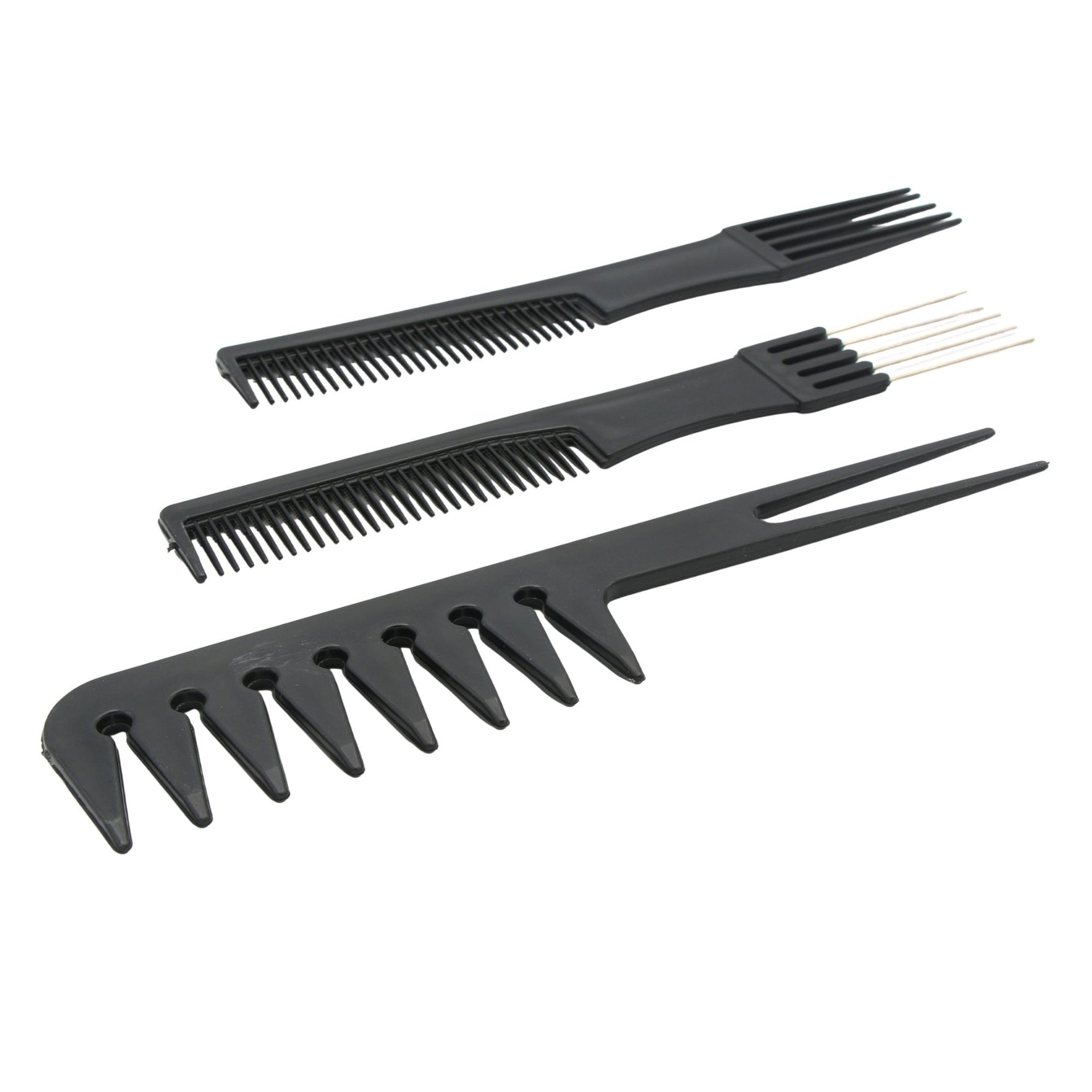 Set piepteni profesionali pentru coafat, Flippy, 10 bucati, PP + Otel inoxidabil, 18,5–22 cm, Rezistenti la caldura,