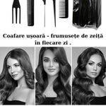 Set piepteni profesionali pentru coafat, Flippy, 10 bucati, PP + Otel inoxidabil, 18,5–22 cm, Rezistenti la caldura,