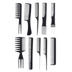 Set piepteni profesionali pentru coafat, Flippy, 10 bucati, PP + Otel inoxidabil, 18,5–22 cm, Rezistenti la caldura,