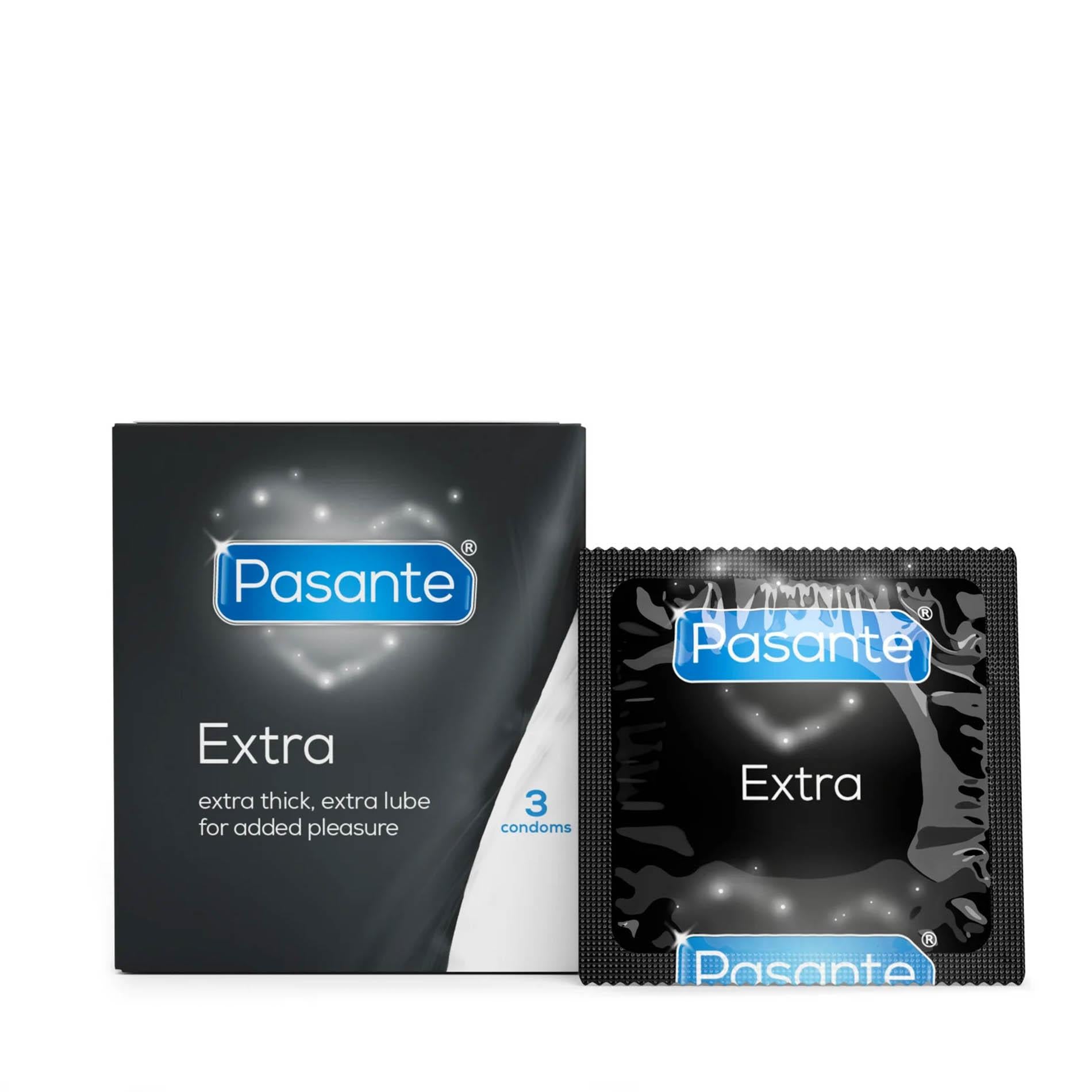 Prezervative lubrifiate extra groase Pasante, 3 bucăți