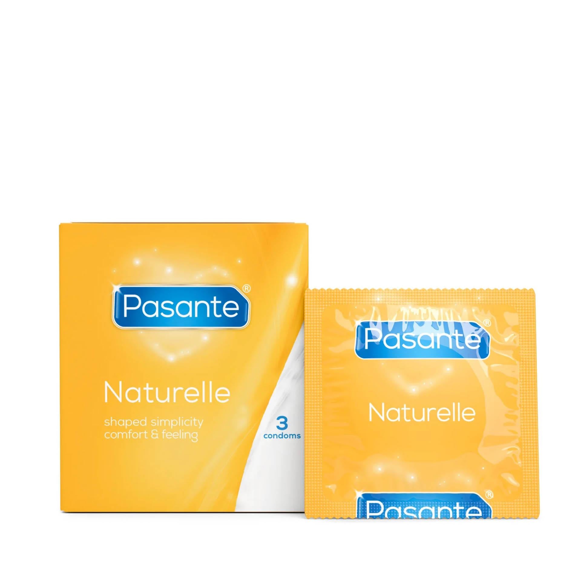 Prezervative lubrifiate Pasante Naturelle fără spermicid, 3 bucăți