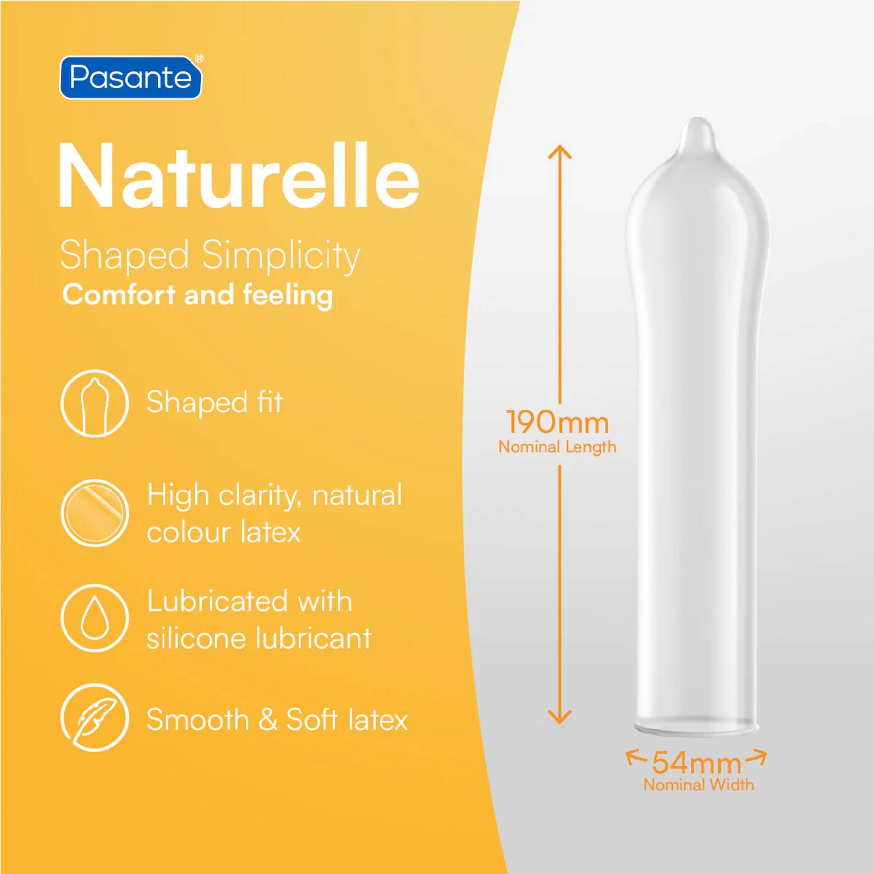 Prezervative lubrifiate Pasante Naturelle fără spermicid, 3 bucăți