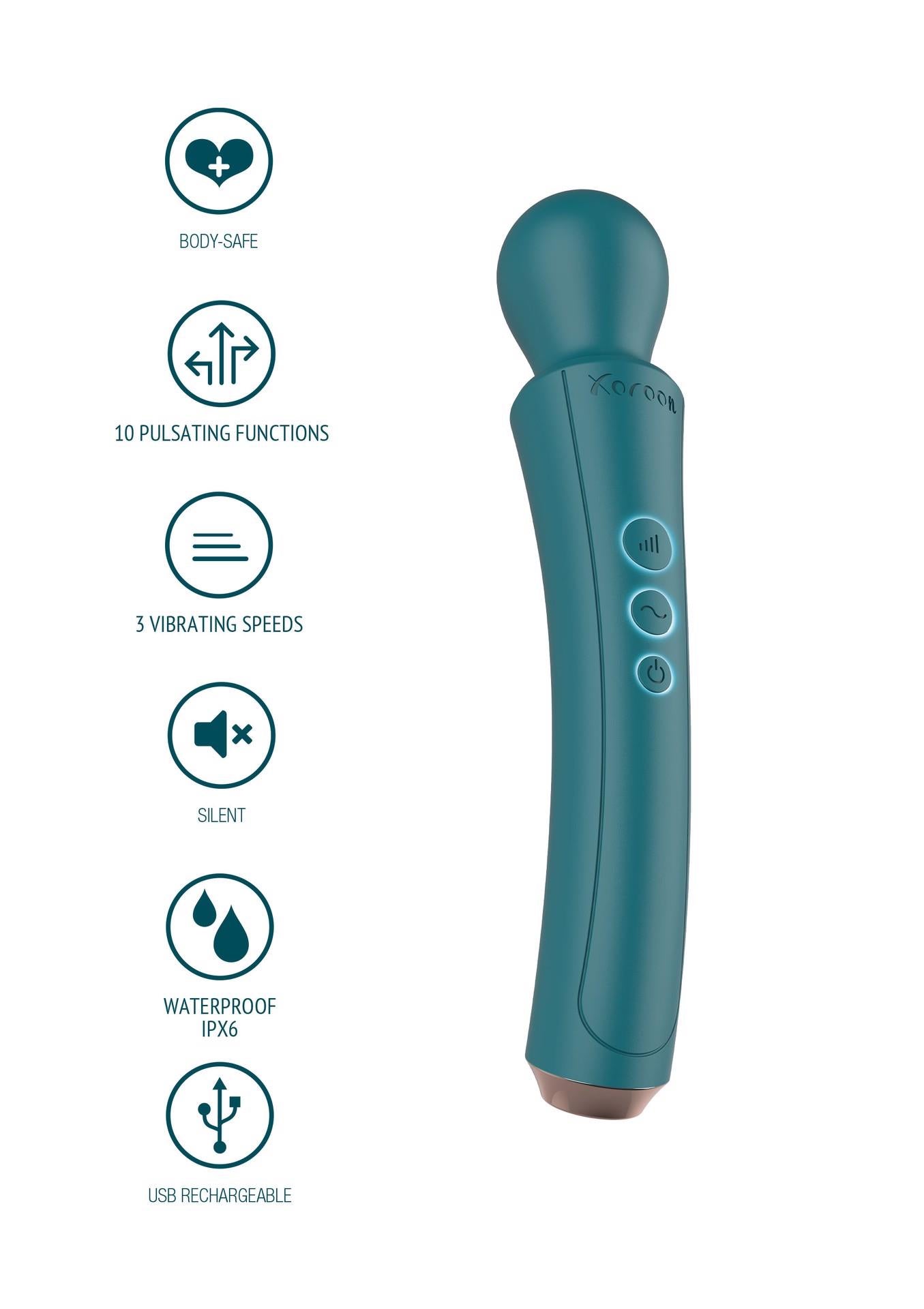 Masaj vibrator curbat XOCOON verde 27 cm