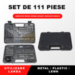 Set Scule Profesionale, Flippy, Set 111 buc, Accesorii Multifunctionale pentru Gaurire si Insurubare, Burghie Lemn,