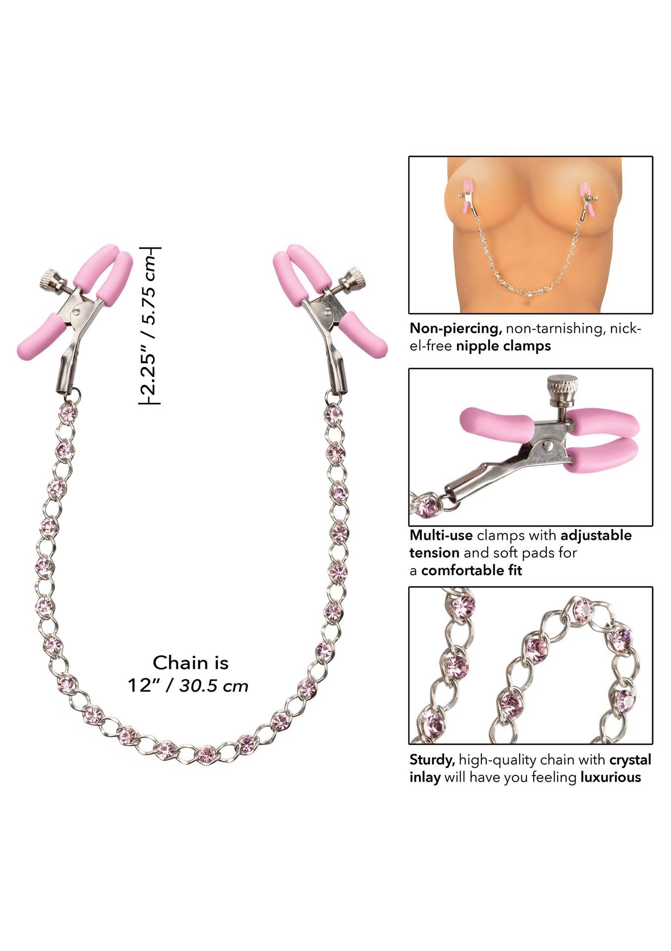 Cleme metalice pentru mameloane Calexotics Crystal