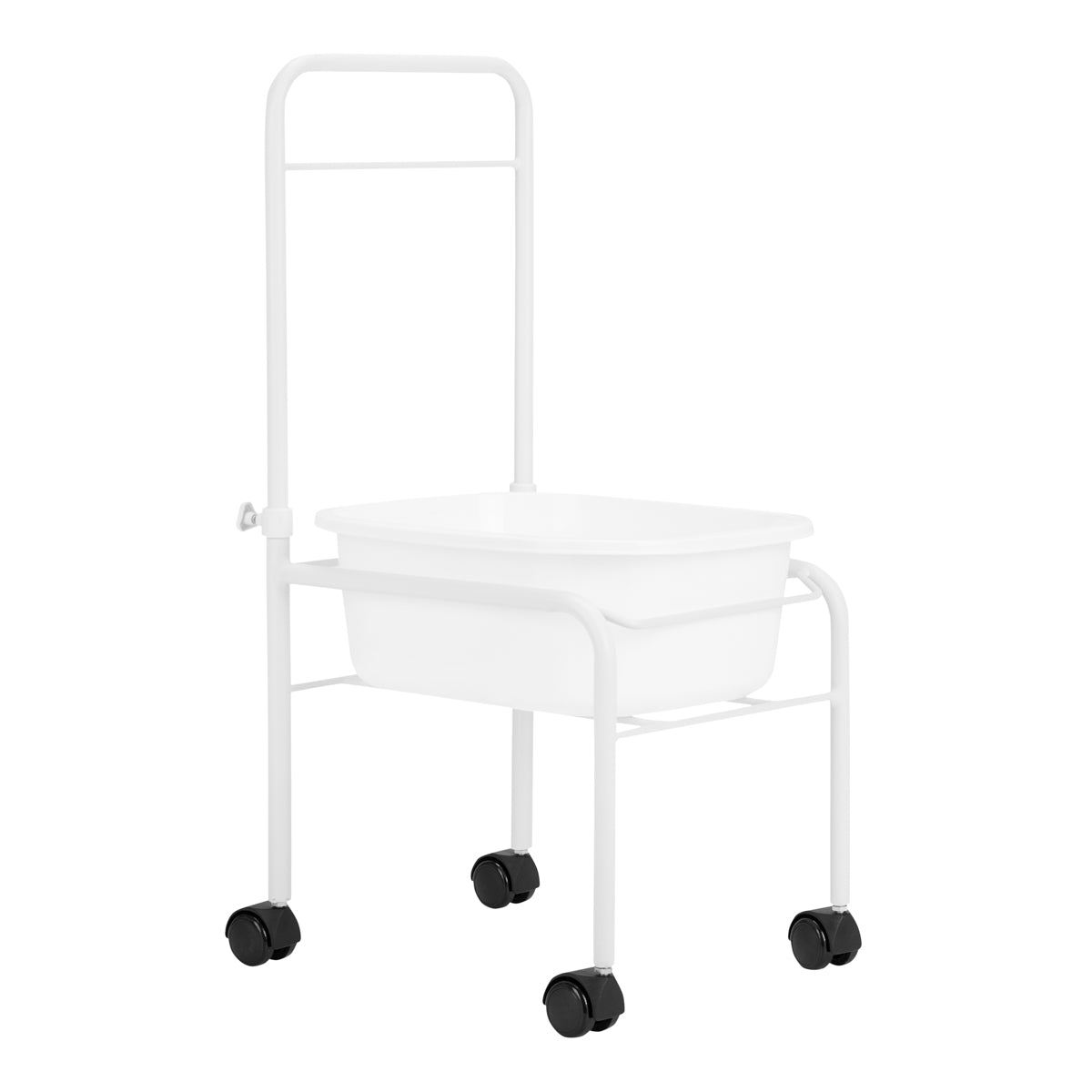 Cădiță de duș pentru pedichiură pe roți, albă