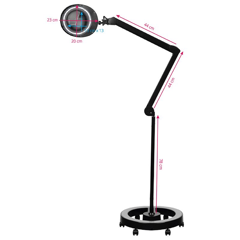 Lampă cu lupă Elegante 6025 60 led smd 5d neagră cu trepied