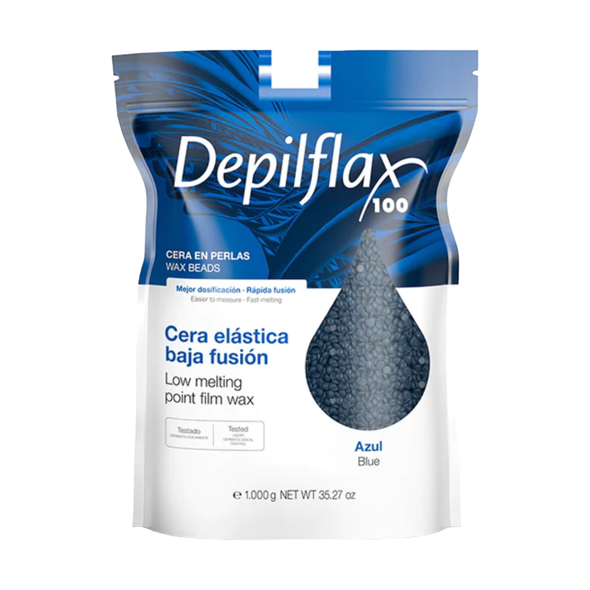 Ceară depilatoare flexibilă Depilflax 100 cu punct de topire scăzut, culoare albastru perlat, 1000 g