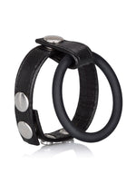 Dilatator testicular mare din piele Calexotics, negru, 6 cm