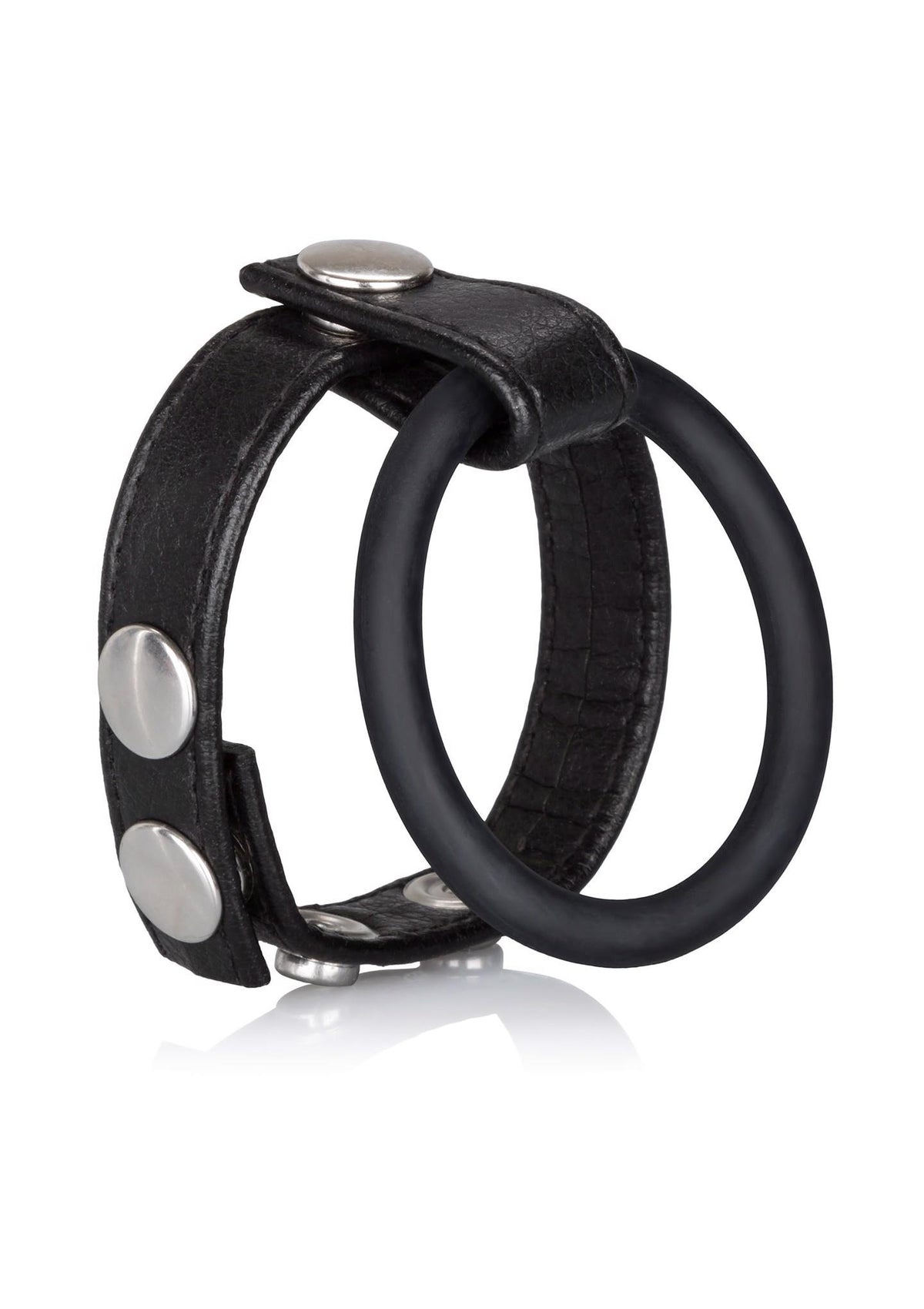 Dilatator testicular mare din piele Calexotics, negru, 6 cm