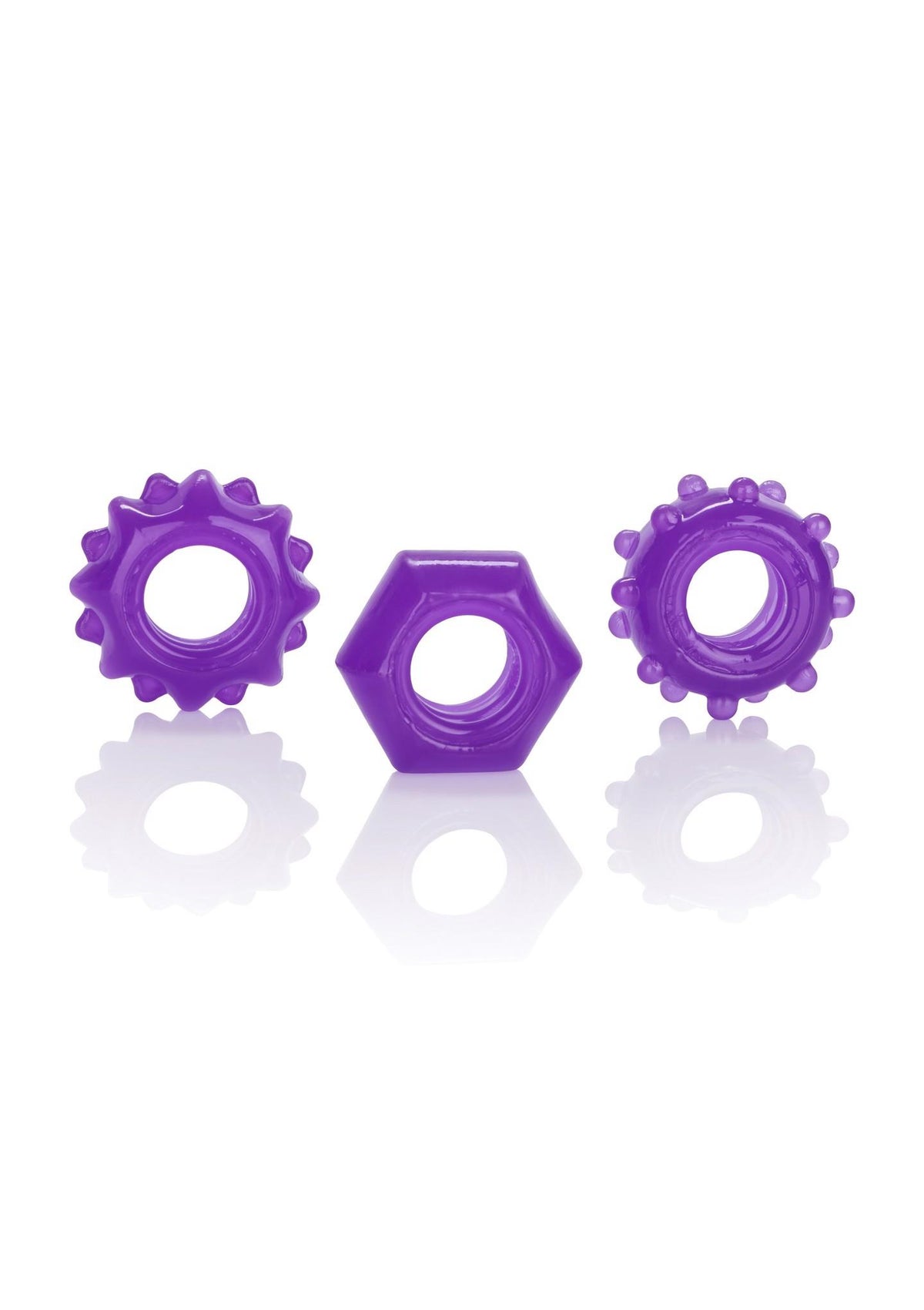 Set de inele pentru penis Calexotics cu 3 inele, violet