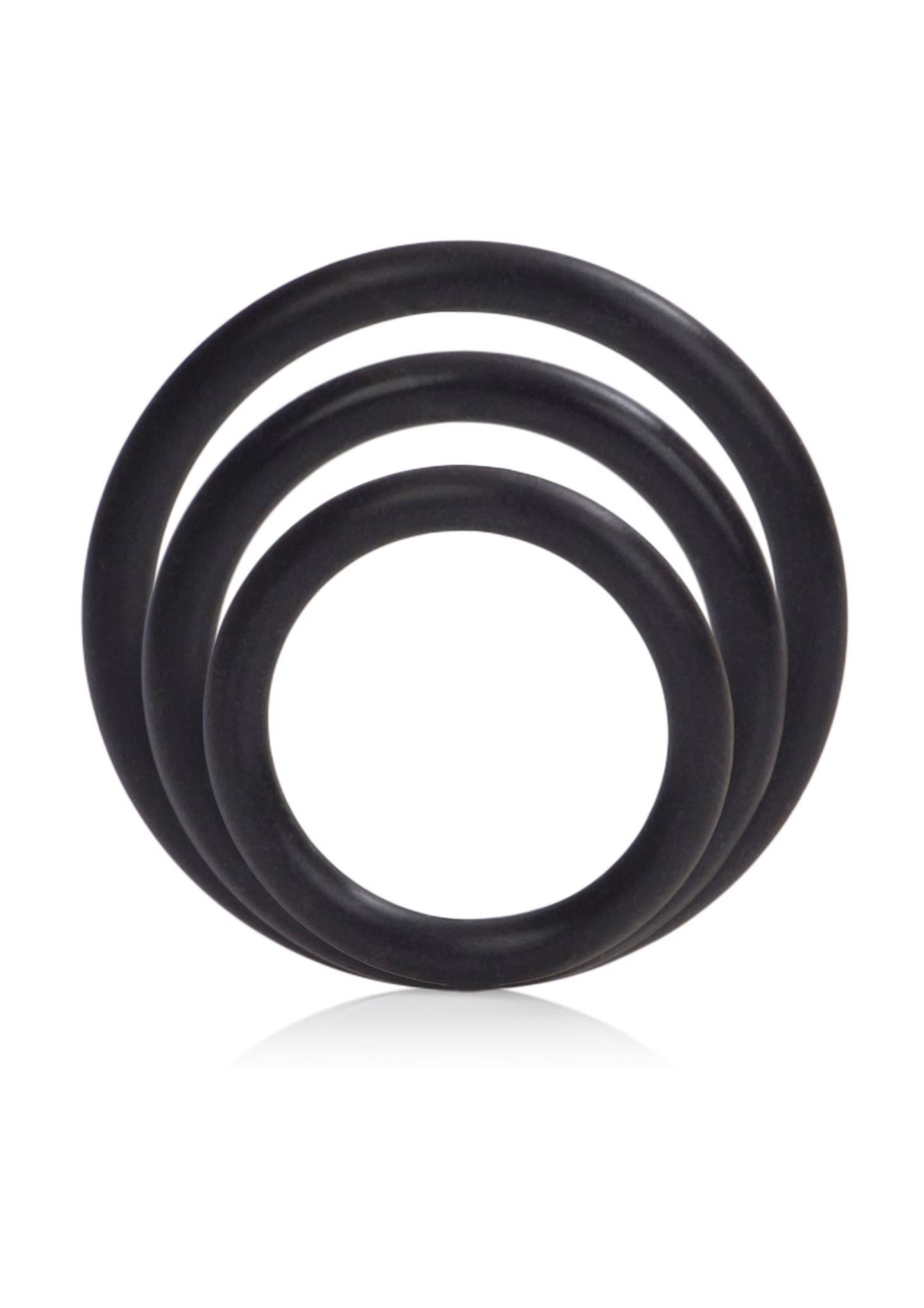 Inel pentru penis din silicon Calexotics, negru