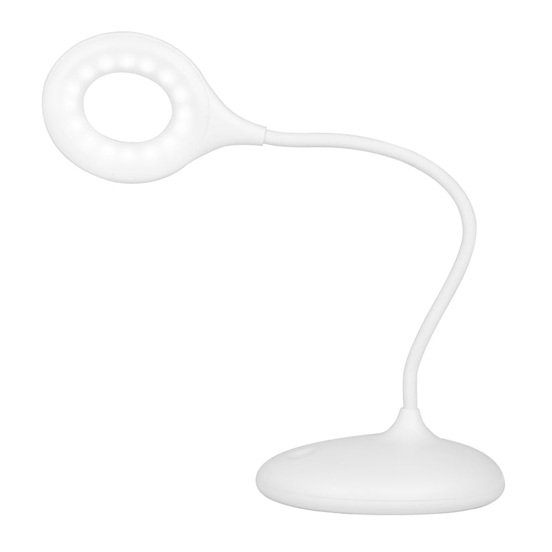 Lampă de birou cu LED-uri inelare, tip șarpe, albă