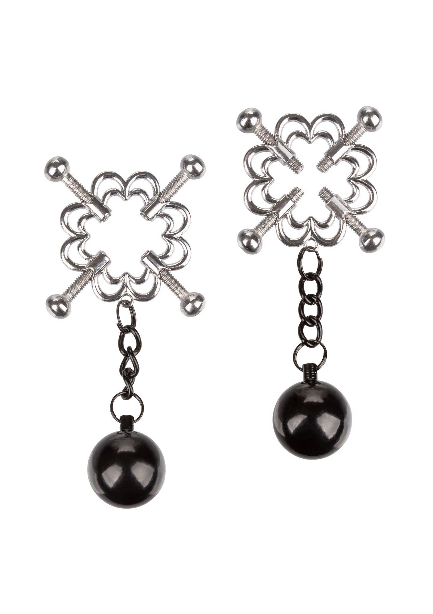 Clemă metalică pentru mamelon cu 4 puncte, ponderată, Calexotics, 10 cm