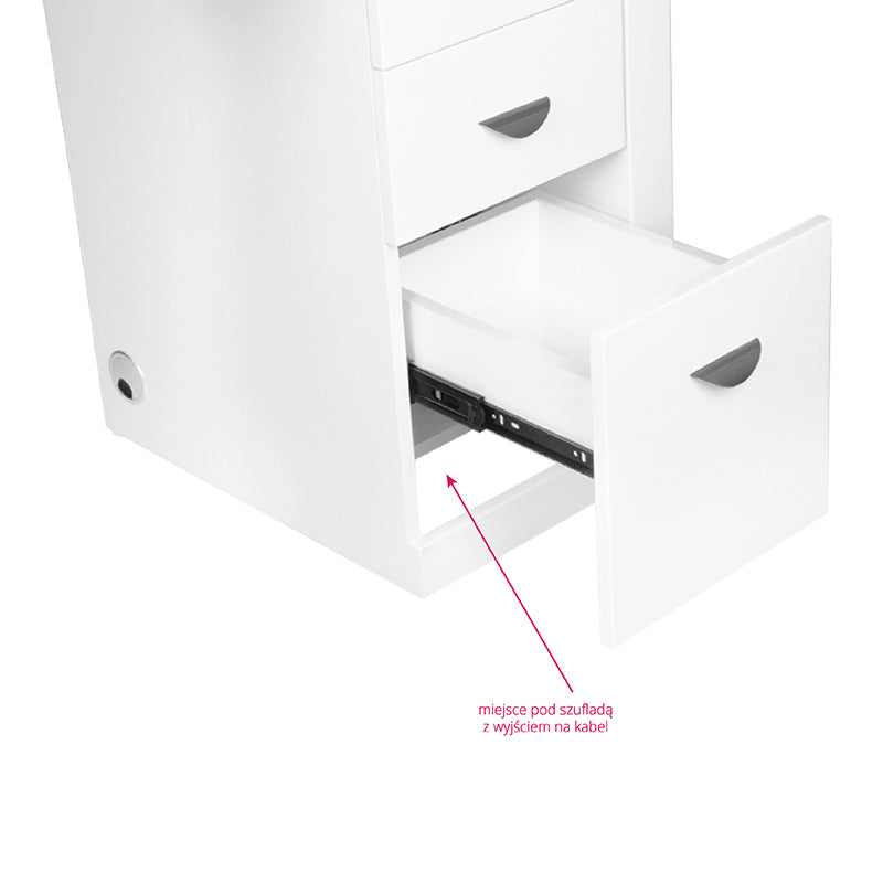 Masă cosmetică 310 cu extractor casetat, albă, stânga