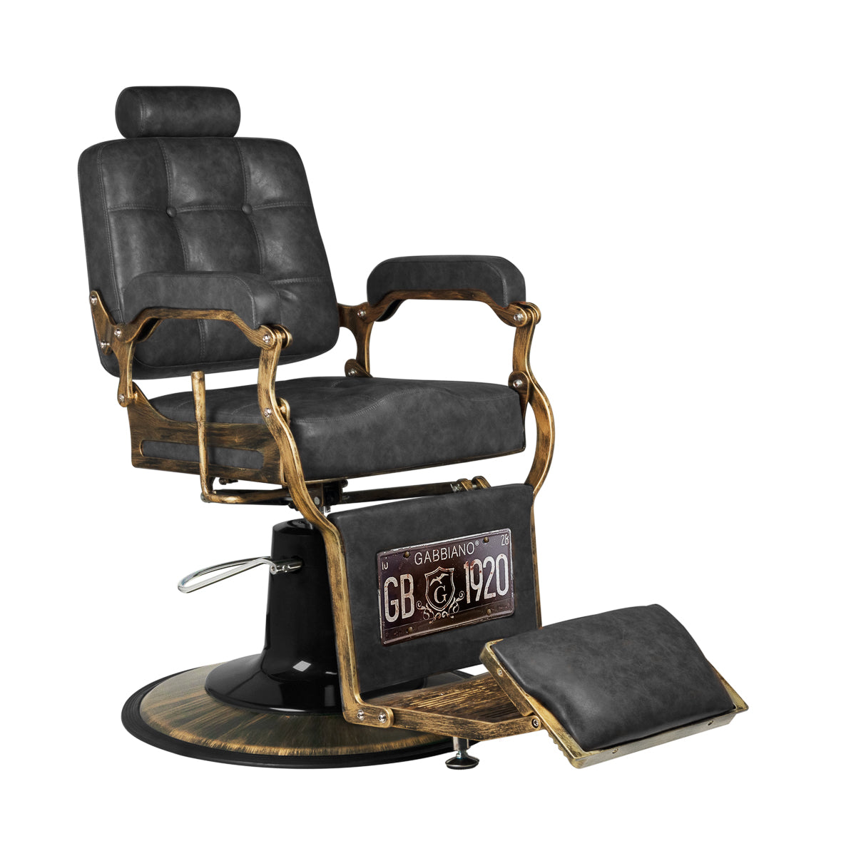 Scaun de frizerie Gabbiano Boss „Old Leather” negru