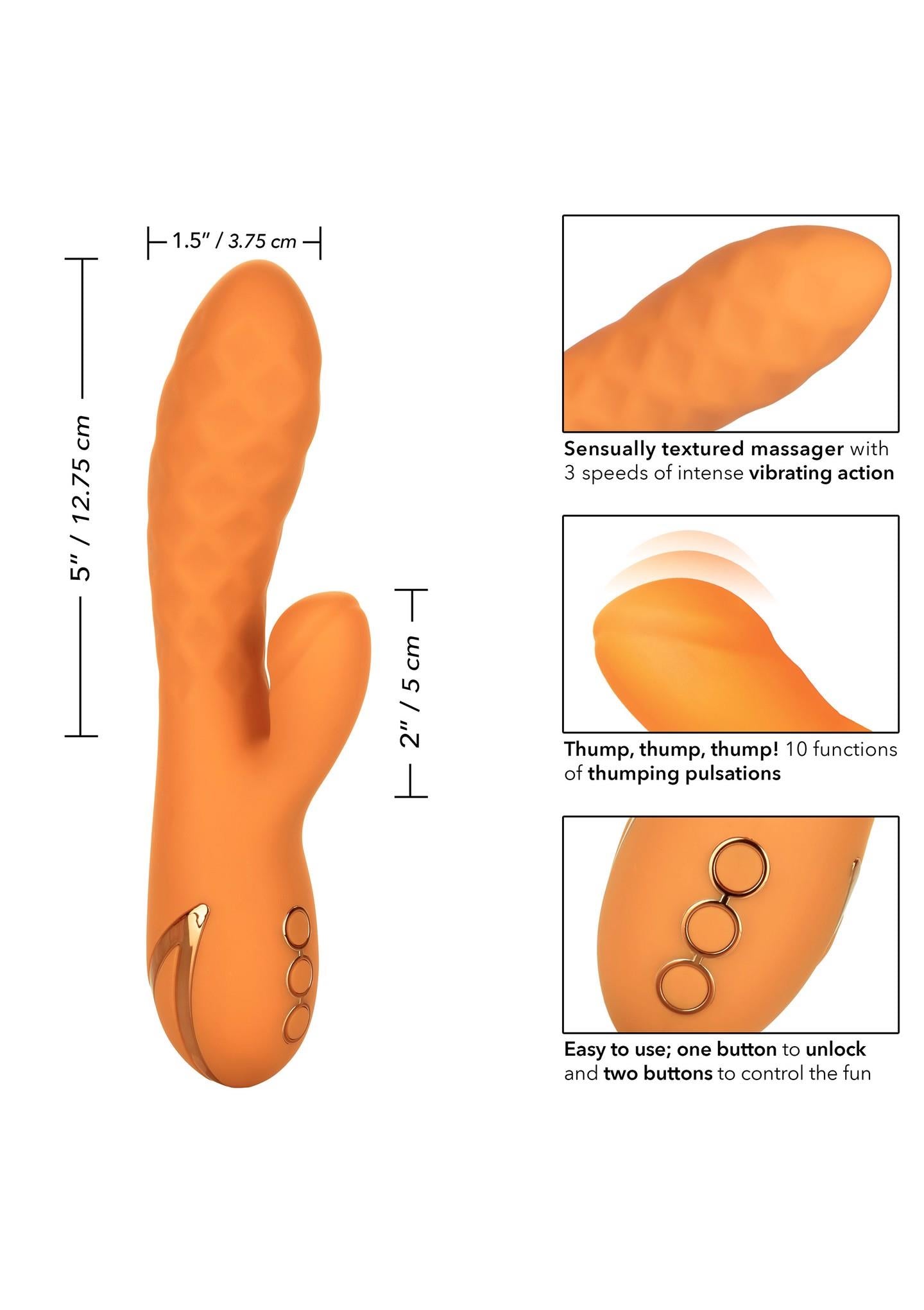 Vibrator Calexotics Newport Beach Babe Bunny Portocaliu USB 21,5 cm