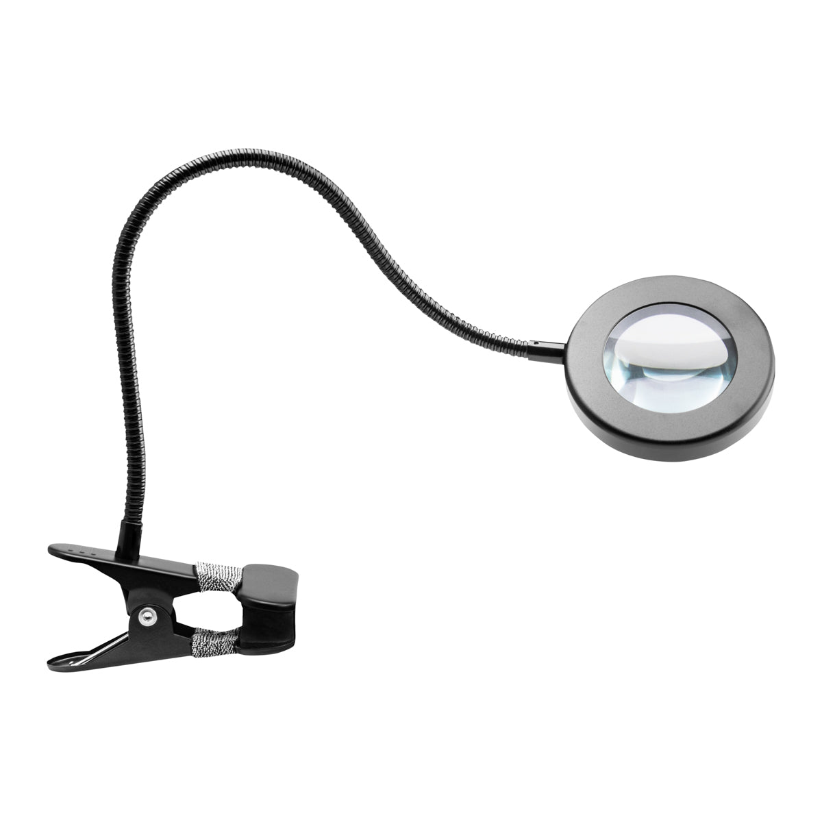 Lampă de birou cu lupă LED în formă de inel de șarpe, neagră
