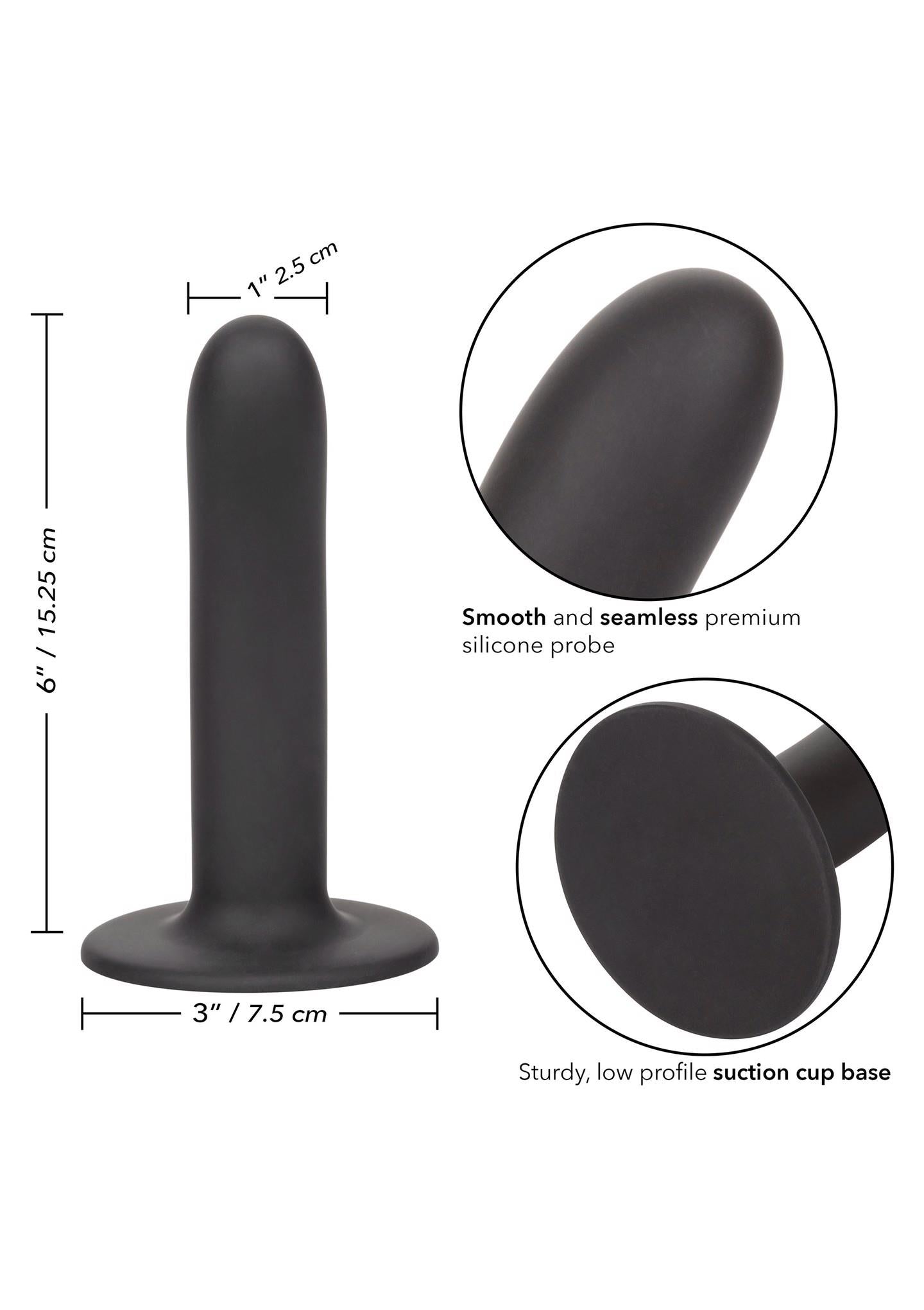 Dildo anal neted din silicon fără sfârșit, negru, 15 cm, Calexotics