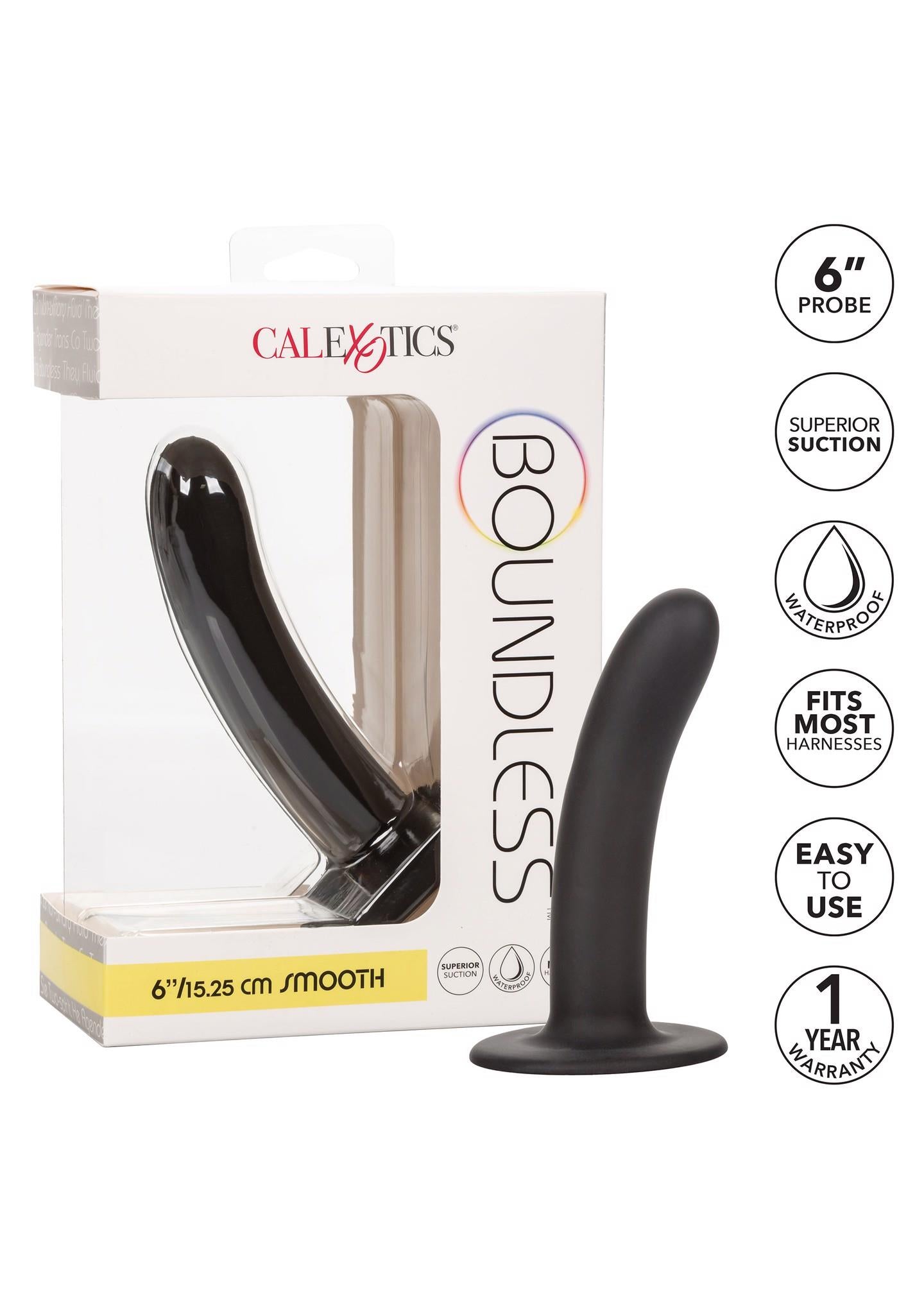 Dildo anal neted din silicon fără sfârșit, negru, 15 cm, Calexotics