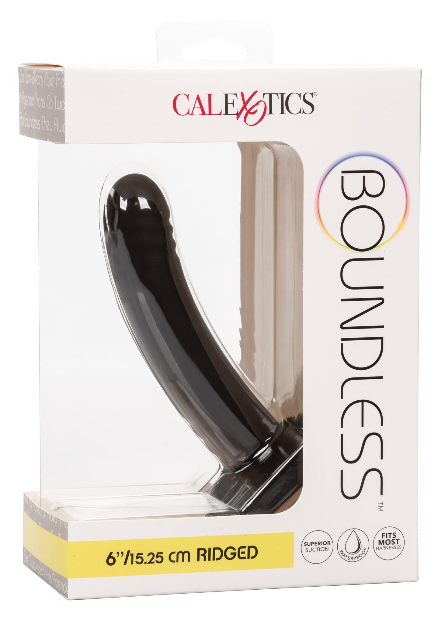 Dildo anal din silicon fără limită, cu nervuri, negru, 15 cm
