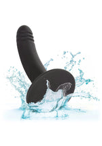 Dildo anal din silicon fără limită, cu nervuri, negru, 15 cm