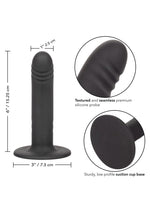 Dildo anal din silicon fără limită, cu nervuri, negru, 15 cm
