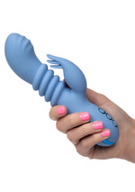 Vibrator Calexotics Santa Cruz Coaster din silicon, tip iepuraș, albastru