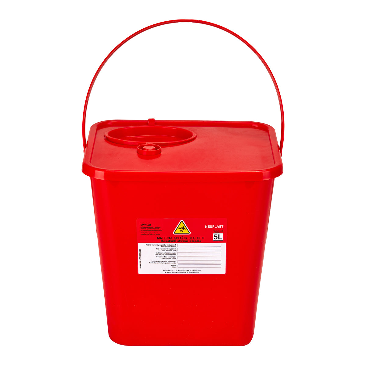 Recipient pentru deșeuri medicale 5 L roșu