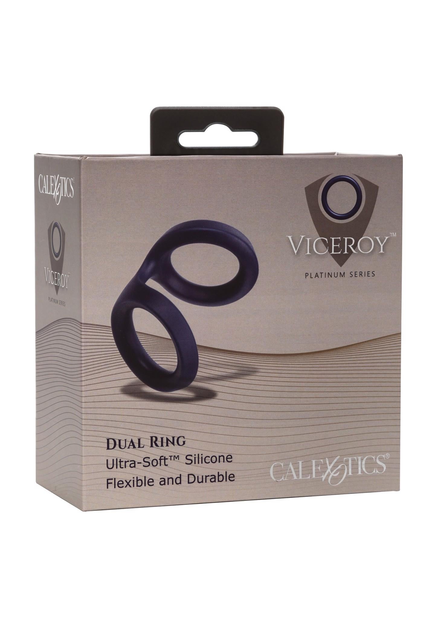 Inel pentru penis Viceroy Dual Ring din silicon albastru