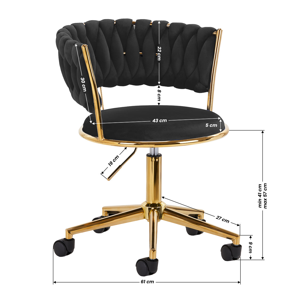 Scaun rotativ 4Rico QS-GW01G, catifea, negru