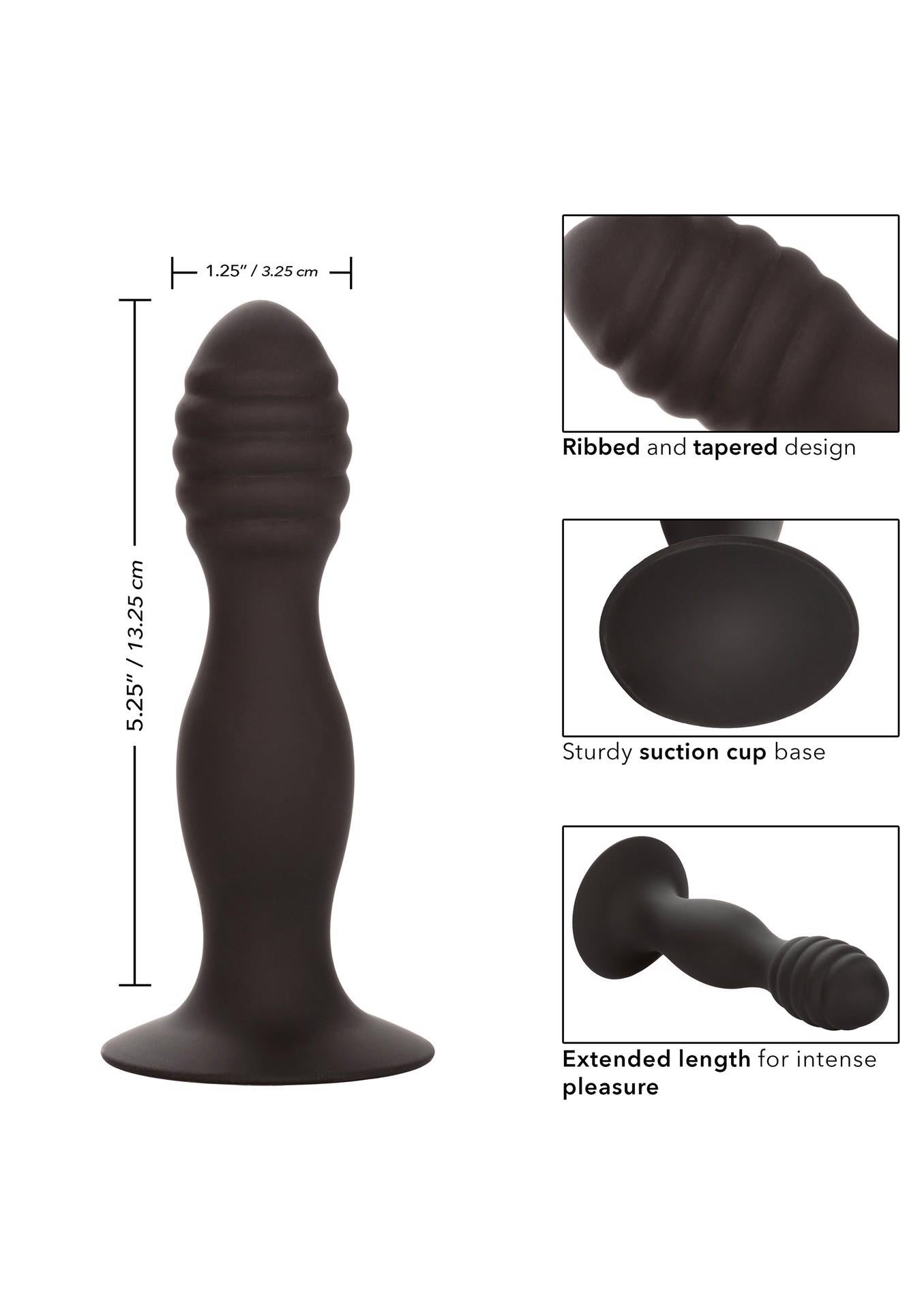 Dop anal din silicon cu nervuri Calexotics, negru